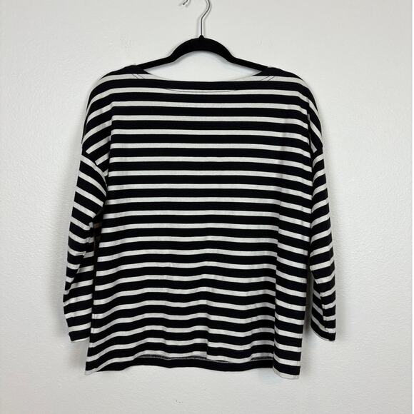 Kate Spade Quarter Sleeve Bateau Neckline Striped Cotton Tee Small - Picture 3 of 5